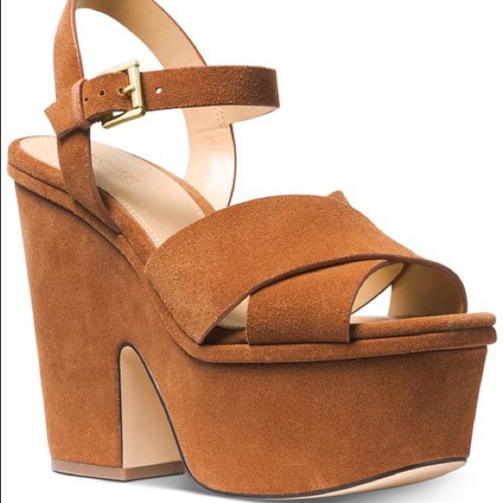 MICHAEL KORS Divia Suede Platform Wedge Sandal 9.5